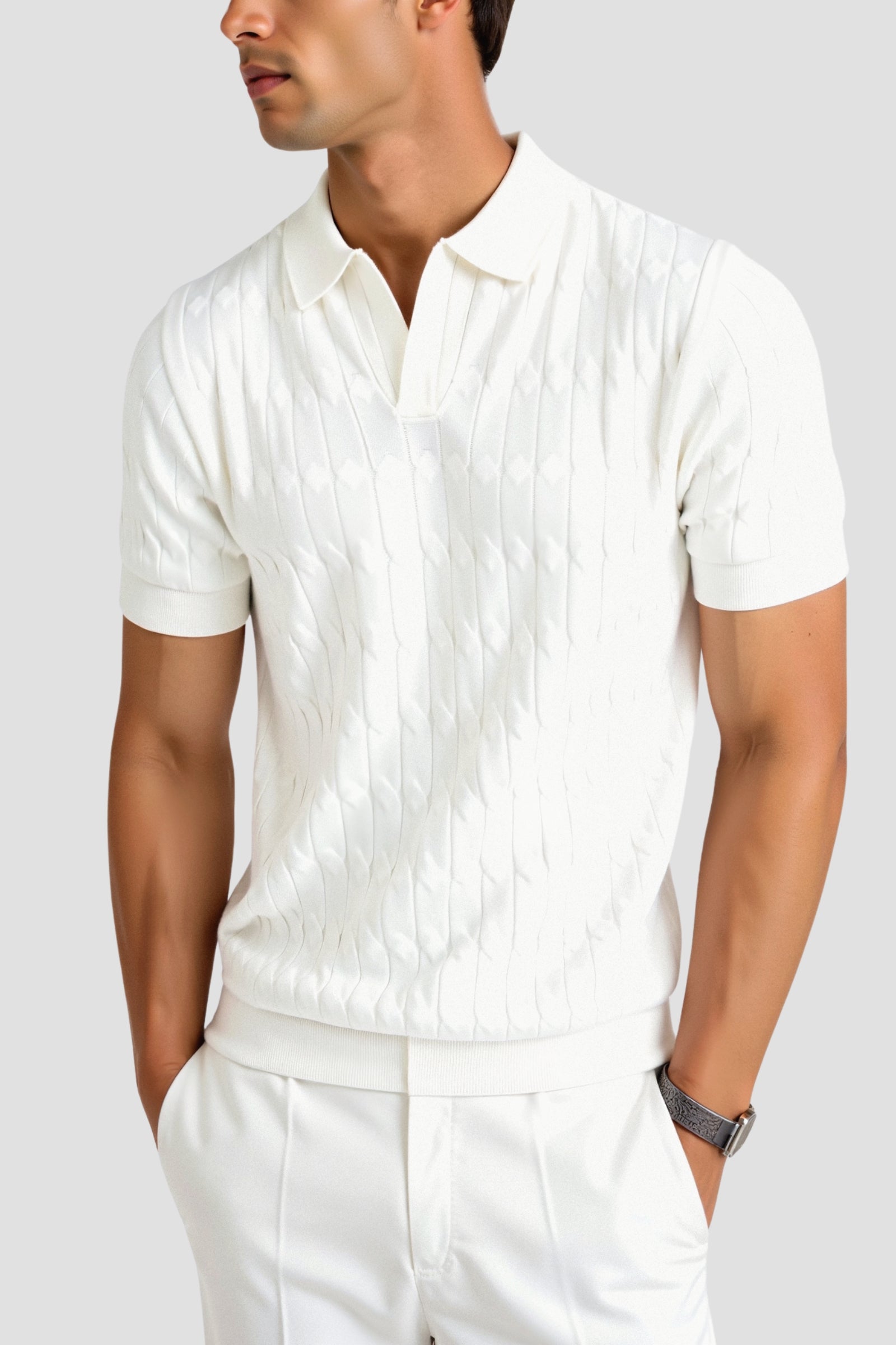 Novaya | Cable Knit Polo