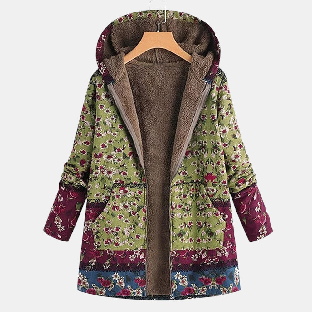 Willow | Green & Maroon Cottagecore Floral Coat
