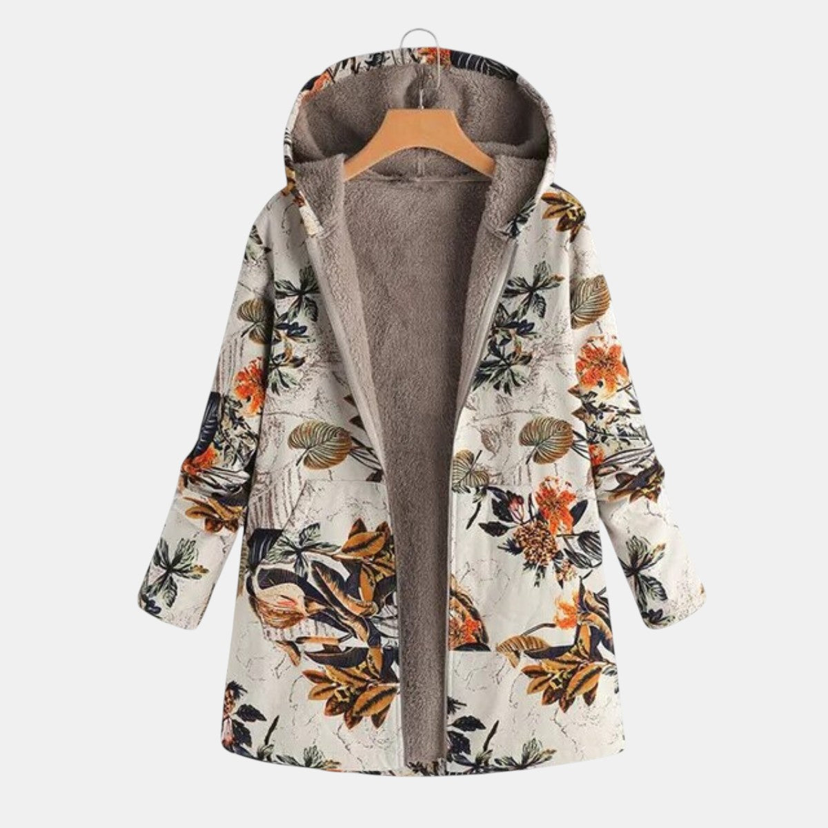 Jennifer | Boho Floral Sherpa Hooded Jacket