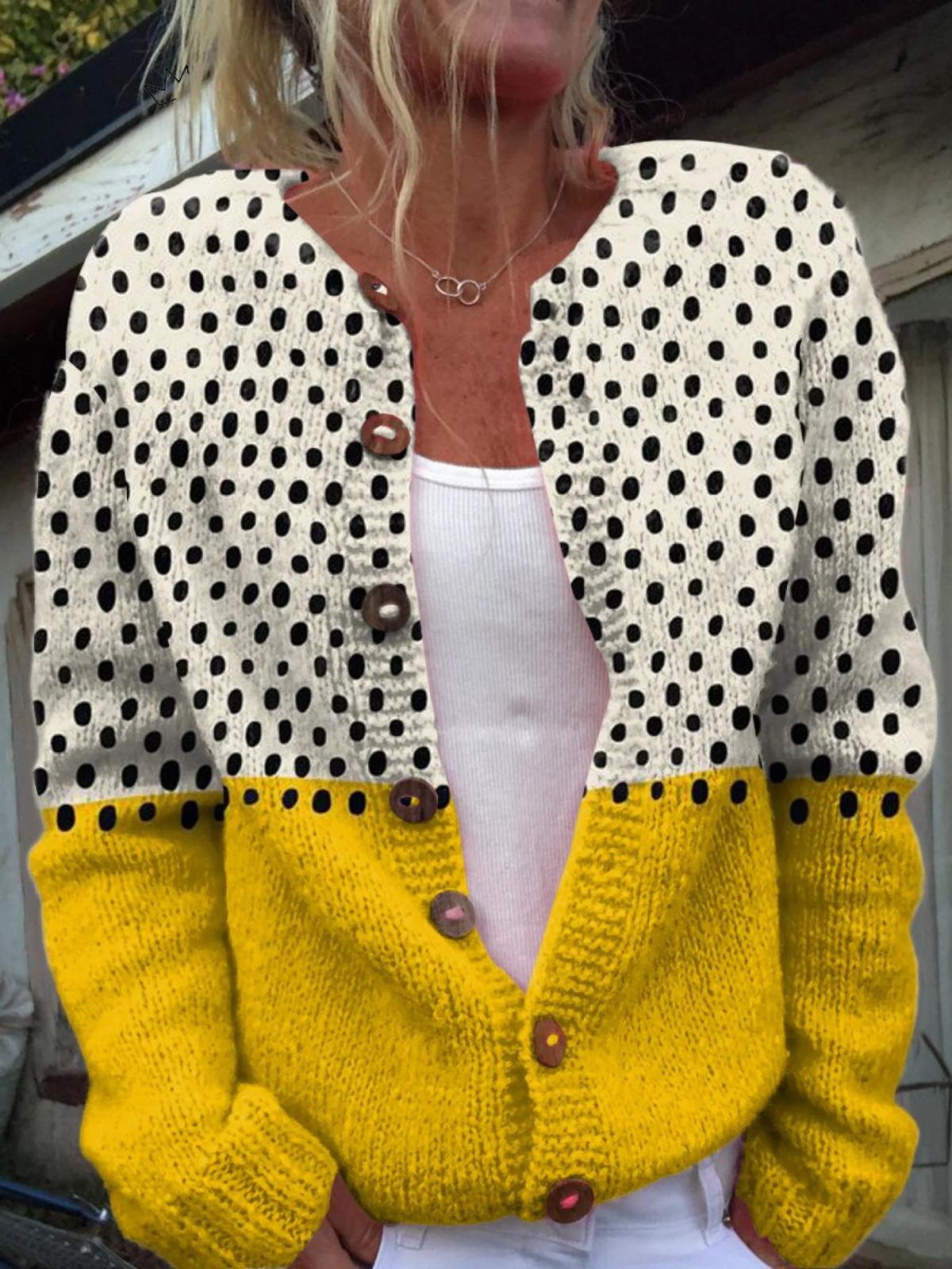 Yellow Geometric Cardigan